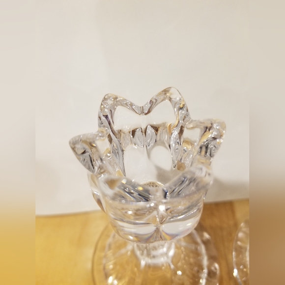 Set of 2 Mikasa Candle Holders Sticks Roses Shape Ambassador Crystal Slovenia - Picture 6 of 6